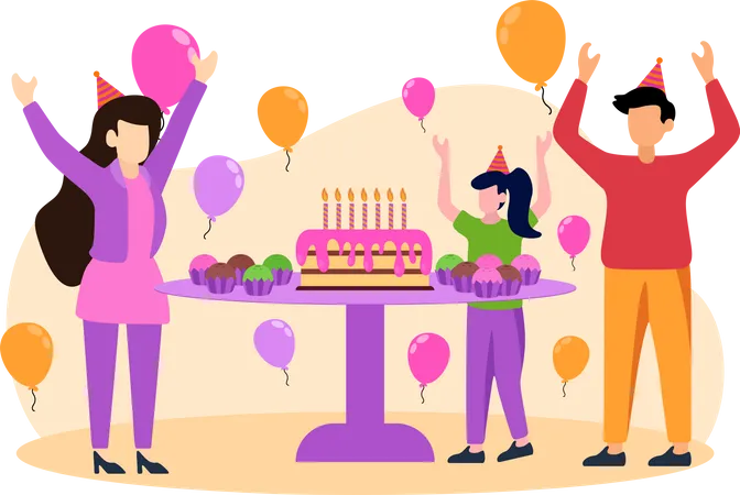 Célébrer une fête d'anniversaire  Illustration