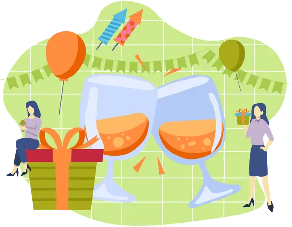 Celebrar la fiesta de cumpleaños  Ilustración