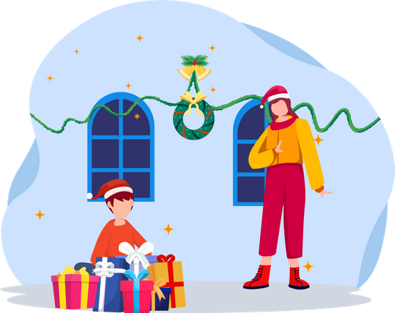 Celebrate christmas with brother  Illustration