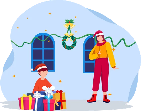 Celebrate christmas with brother  Illustration