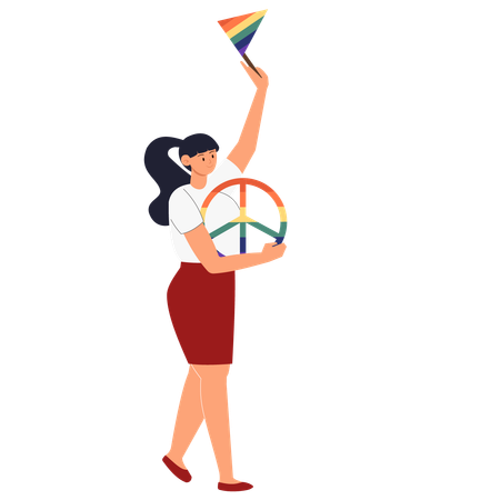 Celebrate Diversity and Inclusion with Rainbow Flag and Peace symbol  Illustration