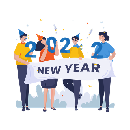 Celebrate new year with friends  Illustration