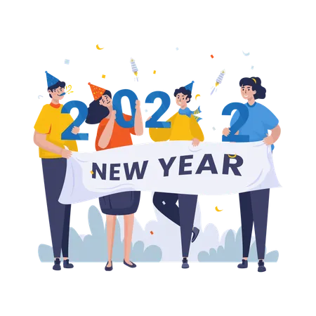 Celebrate new year with friends  Illustration