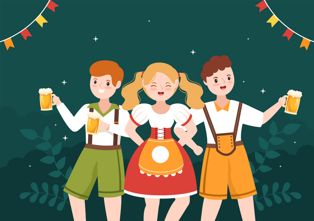 Celebrate Oktoberfest Beer Festival  Illustration