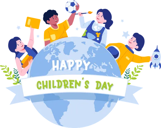 Happy Childrens Day Concept Illustration Celebrated Annually In Honor Of Children Around The World イラスト