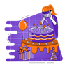 illustration for celebrating birthday in metaverse