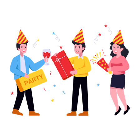 Celebrating birthday party Illustration