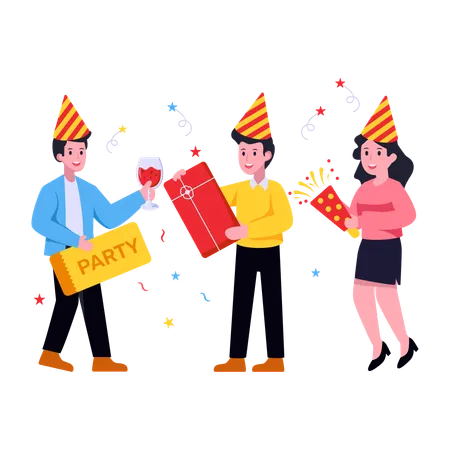 Celebrating birthday party Illustration