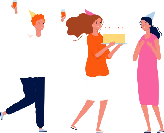 Birthday People Happy Party Character Illustration