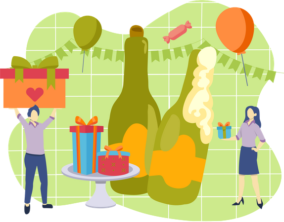 Celebrating Birthday party  Illustration