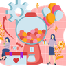 celebrating birthday party illustrations