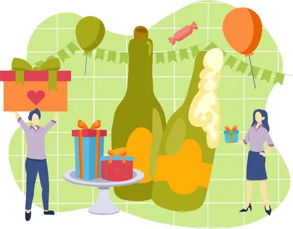 Celebrating Birthday party  Illustration