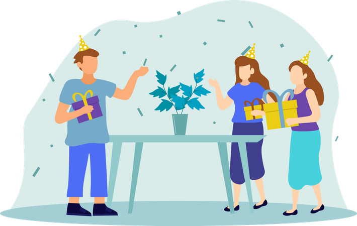 Celebrating Birthday Party  Illustration