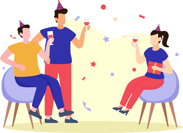 Celebrating Birthday Party  Illustration