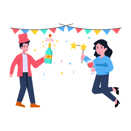 Celebrating birthday party  Illustration