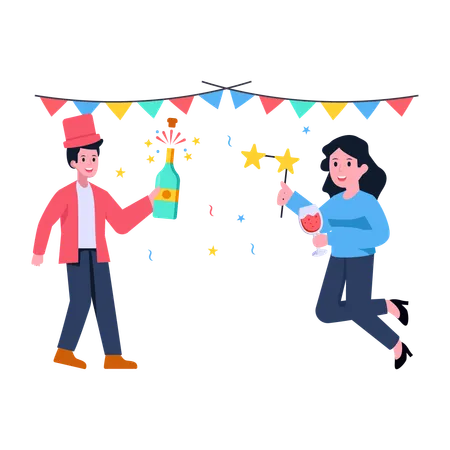 Celebrating birthday party  Illustration