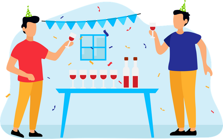 Celebrating Birthday Party  Illustration