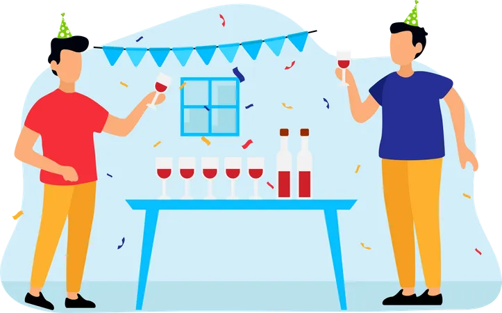 Celebrating Birthday Party  Illustration