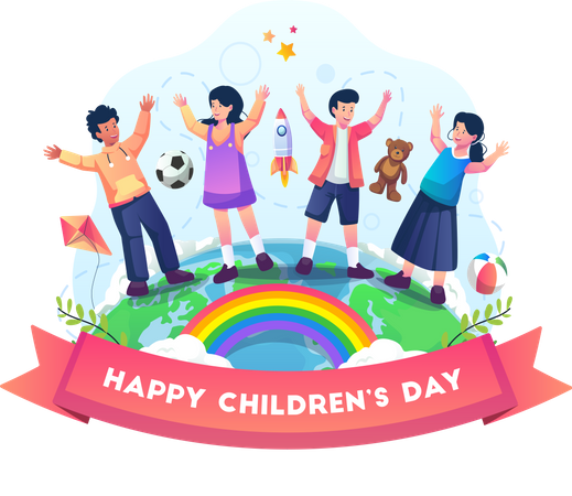 Celebrating children's day together Illustration