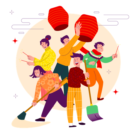 Celebrating chinese new year  Illustration