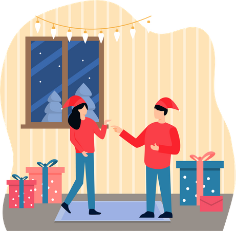 Celebrating Christmas together  Illustration