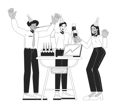 Celebrating company success  Illustration