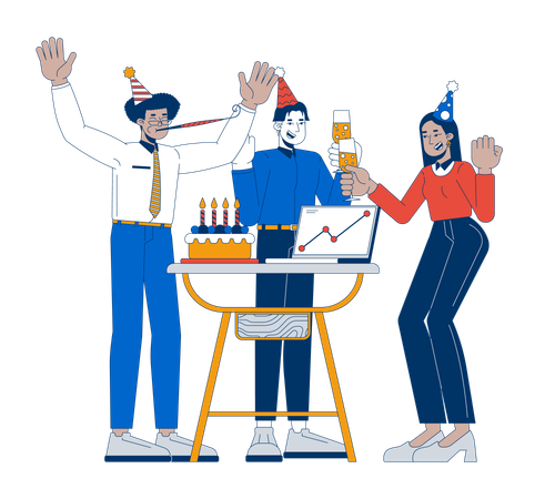 Celebrating company success  Illustration