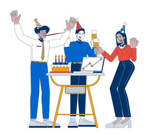 Celebrating company success  Illustration