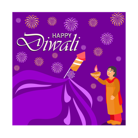 Celebrating Diwali festival  Illustration