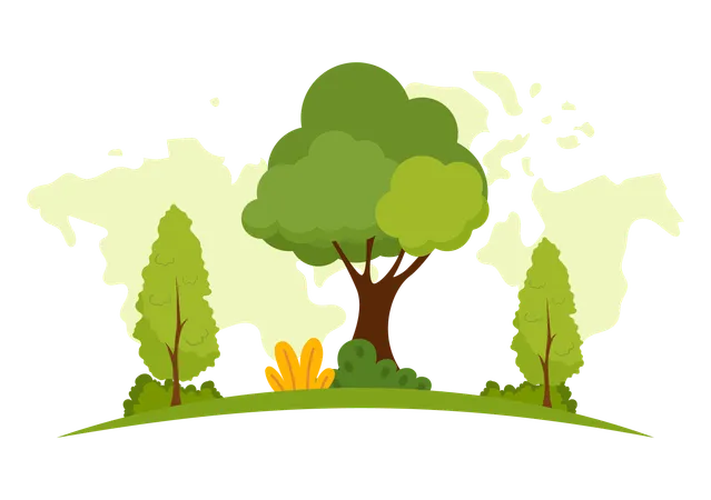 International Forest Day Vector Illustration On 21 March With Plants Trees Green Fields And Various Wildlife To Economic Forestry In Background 일러스트레이션