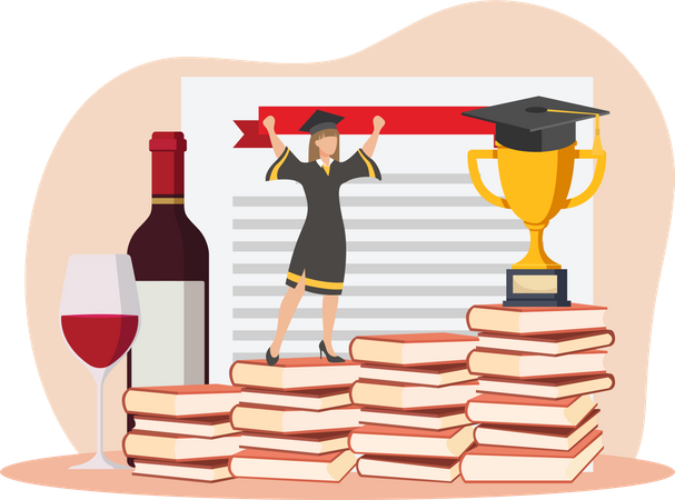 Celebrating Graduation Ceremony  Illustration