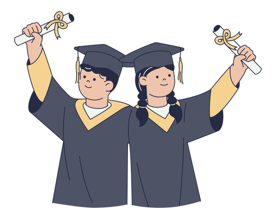 Celebrating Graduation with Friends  Illustration