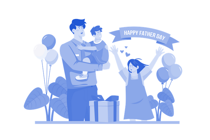 Celebrating happy fathers day  Illustration