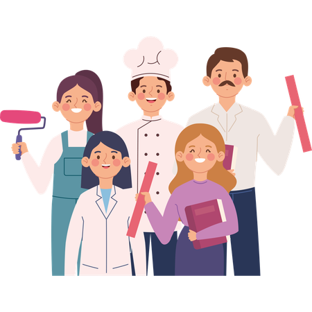 労働者の日に勤勉な専門家を称える  イラスト