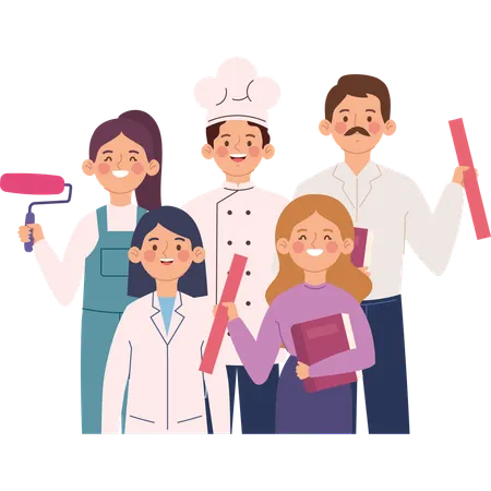 労働者の日に勤勉な専門家を称える  イラスト