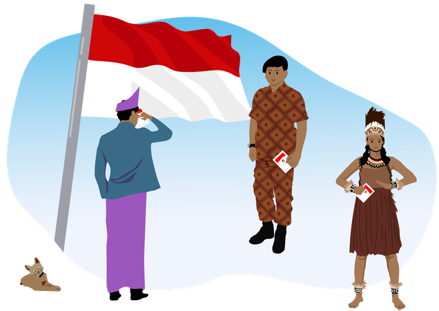 Celebrating Indonesia's Day of Democracy for Indonesian nationality  일러스트레이션