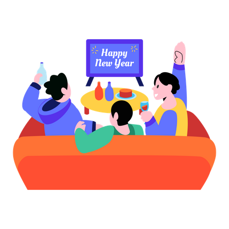 Celebrating new year with family  Illustration