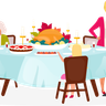 illustration for family celebrate thanksgiving day