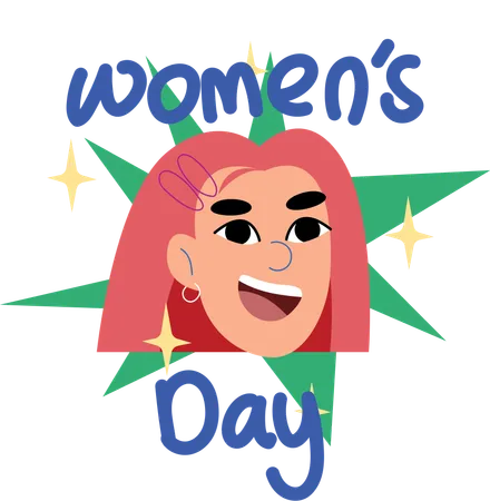 A Vibrant Illustration Depicting A Joyful Woman With Womens Day Text And Stars Symbolizing The Celebration And Empowerment Of Women Across The Globe Illustration
