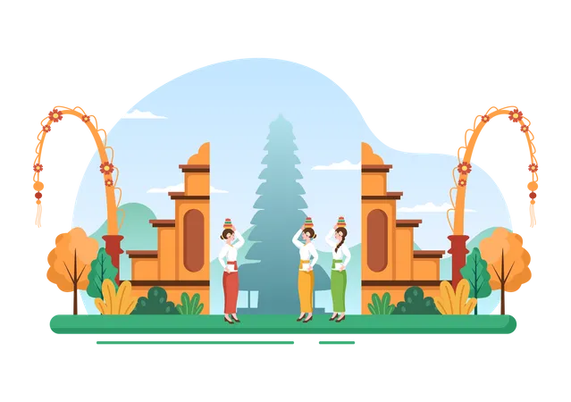 Celebration at handara gate  Illustration