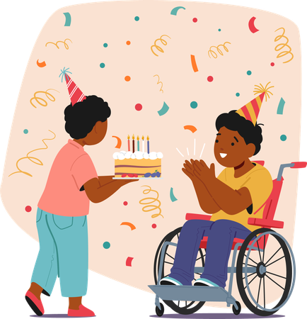 Fête d'anniversaire joyeuse avec deux enfants  Illustration