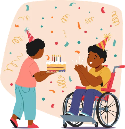 Fête d'anniversaire joyeuse avec deux enfants  Illustration