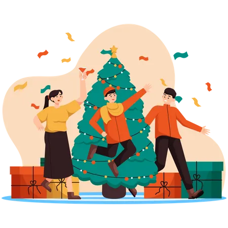 Fête de famille Noël  Illustration