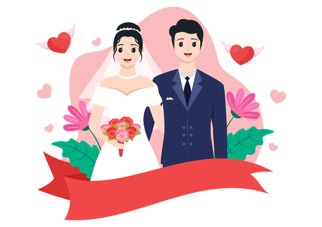 Célébration de la Journée mondiale du mariage  Illustration