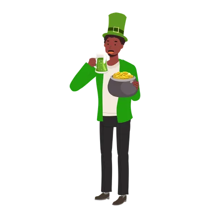 Célébration de la Saint-Patrick avec de la bière verte  Illustration