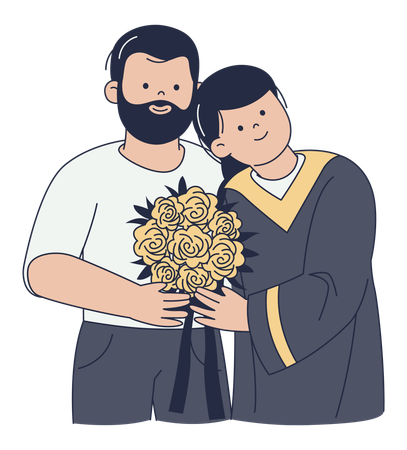 Célébration de remise de diplôme avec des fleurs  Illustration