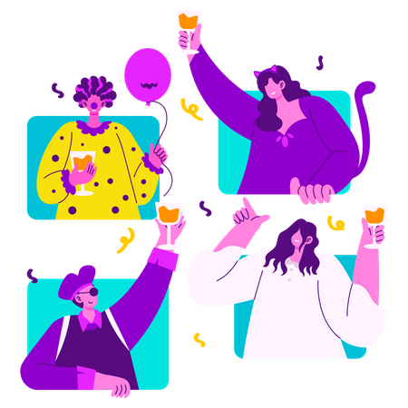 Célébration en ligne fête d'Halloween  Illustration