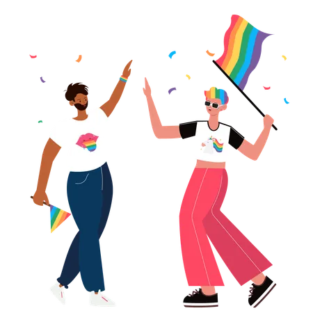 LGBTQ プライドによる多様性と包摂の祝賀  イラスト