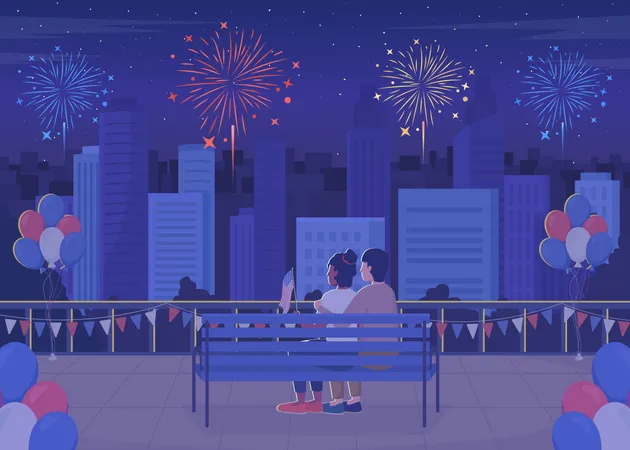 Celebration of Independence day in evening Illustration
