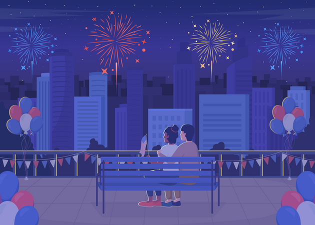 Celebration of Independence day in evening  Illustration